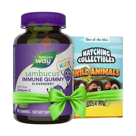 САМБУКУС ГЪМИ ЗА ДЕЦА желирани таблетки 60 броя + ИГРАЧКА - ПОДАРЪК / NATURE'S WAY SAMBUCUS GUMMIES FOR KIDS