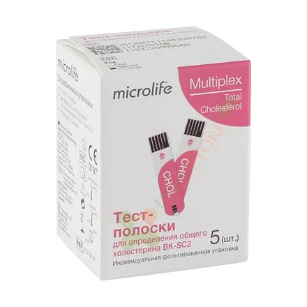 ТЕСТ ЛЕНТИ MICROLIFE MULTIPLEX ЗА ОБЩ ХОЛЕСТЕРОЛ 5 броя / MICROLIFE MULTIPLEX TEST STRIPS FOR TOTAL CHOLESTEROL