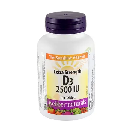 ВИТАМИН D3 таблетки 2500IU 180 броя / WEBBER NATURALS VITAMIN D3