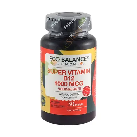 СУПЕР ВИТАМИН B12 ЕКО БАЛАНС 1000 мкг сублингвални таблетки 30 броя / ECO BALANCE PHARMA SUPER VITAMIN B12