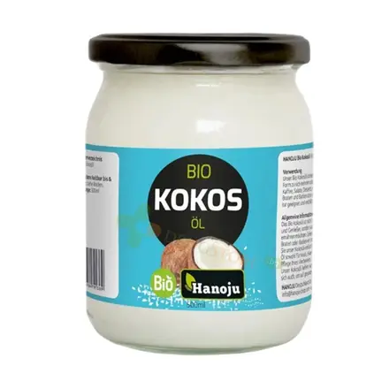 ХАНОЖУ НЕРАФИНИРАНО БИО КОКОСОВО МАСЛО 500 мл / HANOJU UNREFINED ORGANIC COCONUT OIL