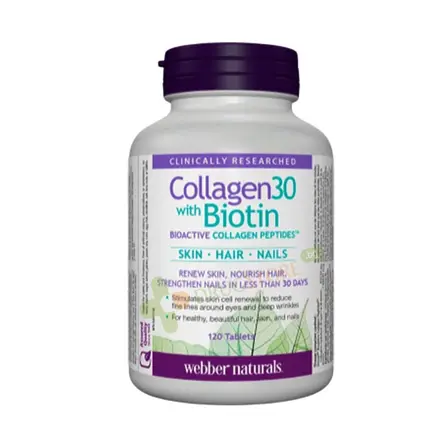 КОЛАГЕН 30 + БИОТИН таблетки 120 броя / WEBBER NATURALS COLLAGEN 30 WITH BIOTIN