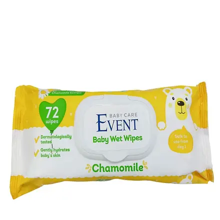 МОКРИ КЪРПИ ЕВЕНТ БЕБЕ С ЕКСТРАКТ ОТ ЛАЙКА 72 броя / EVENT BABY WET WIPES WITH CHAMOMILLA EXTRACT