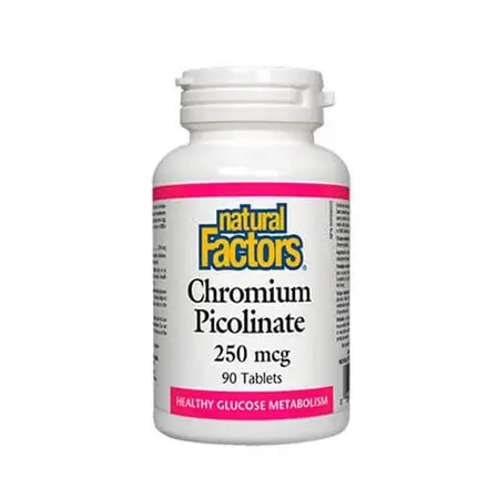 НАТУРАЛ ФАКТОРС ХРОМ ПИКОЛИНАТ таблетки 250 мкг 90 броя / NATURAL FACTORS CHROMIUM PICOLINATE