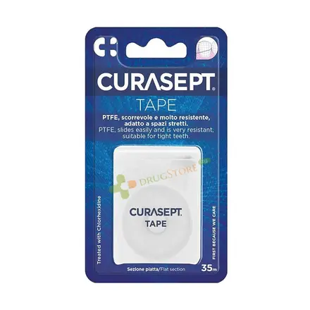 ПЛОСЪК ТЕФЛОНОВ КОНЕЦ ЗА ЗЪБИ КЮРАСЕПТ 35 м / CURASEPT TAPE FLOSS