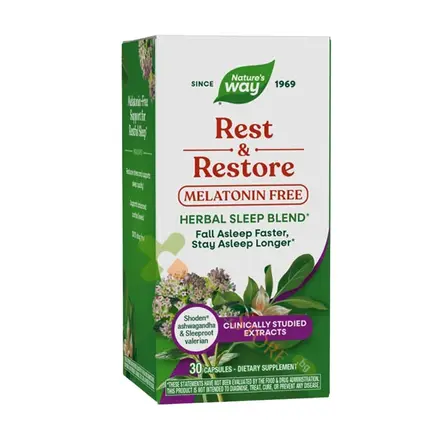 РЕСТ ЕНД РЕСТОР БИЛКОВА ФОРМУЛА ЗА СЪН капсули 30 броя / NATURE'S WAY REST AND RESTORE HERBAL SLEEP BLEND