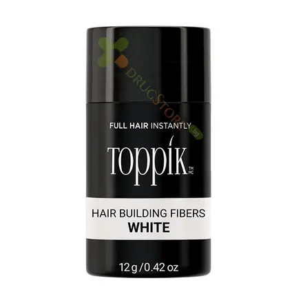 ТОППИК ФИБРИ ЗА КОСА БЯЛО 12 г / TOPPIK HAIR BUILDING FIBERS WHITE
