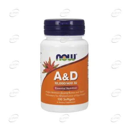 ВИТАМИН А и Д 10,000/400 IU дражета Now Foods