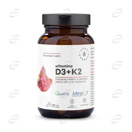 Витамин D3 2000 IU + К2 100 µg капсули Aura Herbals