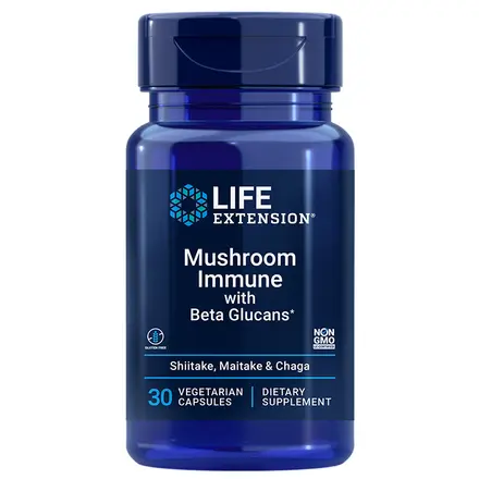 Mushroom Immune with Beta Glucans Медицински гъби и бета глюкани 30 капсули, LIfe Extension