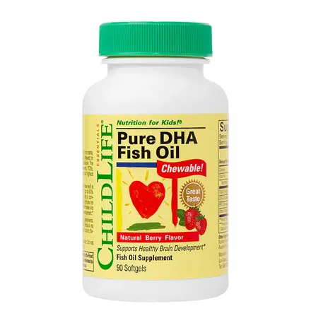 Омега-3 за деца 180 mg (EPA 90 mg/ DHA 60 mg) x 90 дъвчащи софтгел капсули, с плодов вкус, Child Life