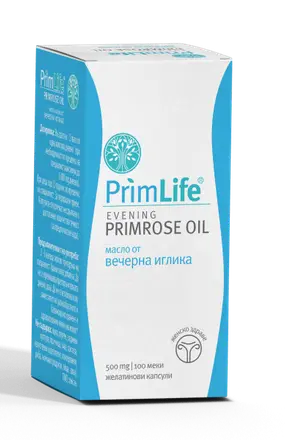 PRIMLIFE® EVENING PRIMROSE OIL 500 MG. МАСЛО ОТ ВЕЧЕРНА ИГЛИКА ПРИ ЖЕНСКИ ПРОБЛЕМИ Х 100 КАПСУЛИ