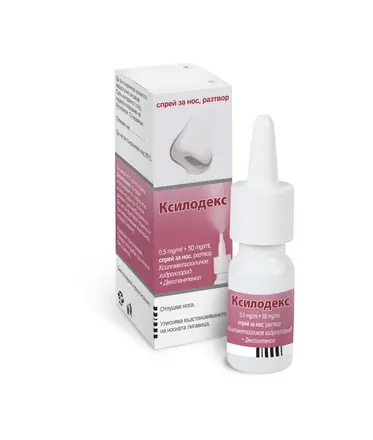 Ксилодекс 0,5 mg/ml + 50 mg/ml, спрей за нос, разтвор Ксилометазолинов хидрохлорид+ Декспантенол