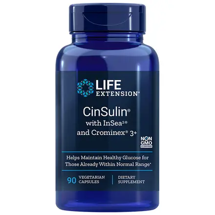 CinSulin with InSea2 and Crominex®3+ / Глюкозен метаболизъм Формула 90 капсули Life Extension