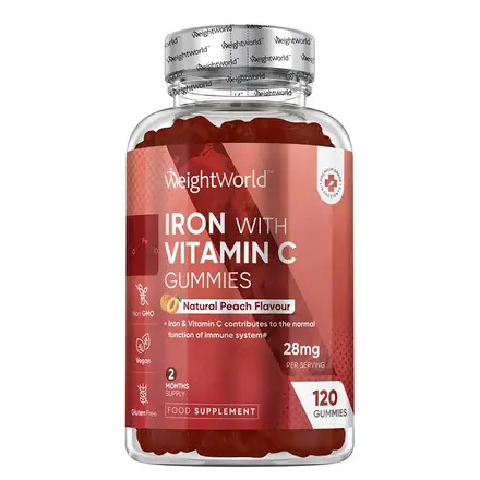 Желязо + Витамин С Гъми, 120 желирани таблетки, с вкус на праскова, Weight World