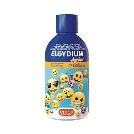 ELGYDIUM Junior Emoji флуоридна вода за уста за деца на възраст от 7 до 12 години 500 мл.