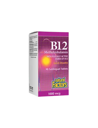 B12 Methylcobalamin/ Витамин В12 (метилкобаламин) 1000 µg, 90 сублингвални табл. Natural Factors