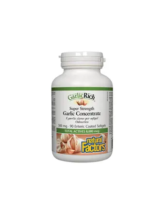 Super Strenght Garlic Concentrate / Супер концентрат чесън, 90 стомашно устойчиви софтгел капсули Natural Factors