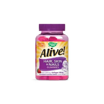 Nature’s Way Alive Premium Gummies Hair, Skin & Nails Нейчърс Уей Алайв Премиум Мултивитамини за коса, кожа и нокти х60 желирани таблетки
