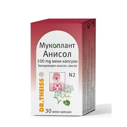 Dr. Theiss Mucoplant Anisol Др. Тайс Мукоплант Анисол при суха кашлица с гъст и вискозен секрет x30 капсули