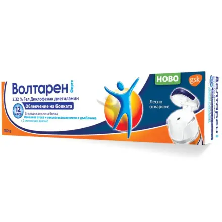Voltaren Forte Gel Волтарен Форте гел усилена формула за лечение на болка, възпаление и оток при ставите и мускулите 2.32% 150гр