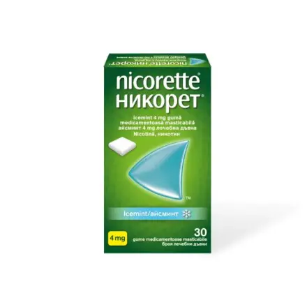 Никорет Айсминт Дъвки за отказване на цигарите 4 мг х30бр