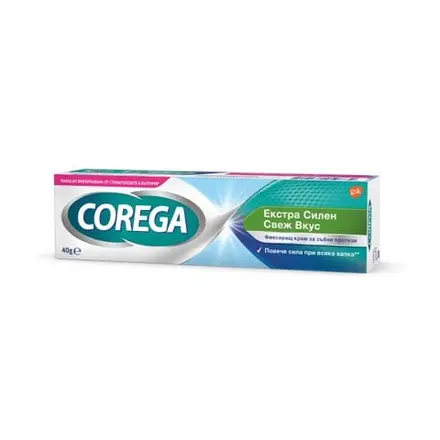 Corega Extra Strong Корега Екстра силен фиксиращ крем за зъбни протези със свеж вкус 40гр