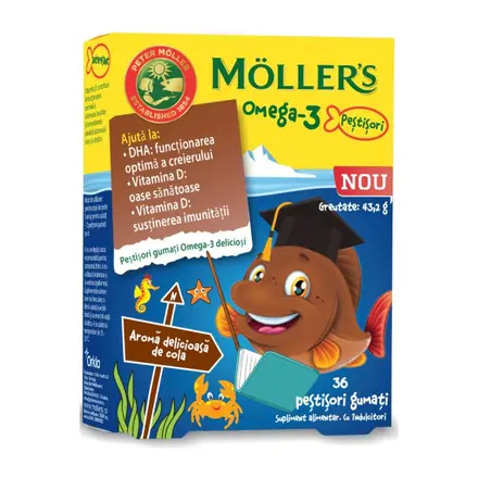 Moller’s Мьолерс Омега-3 с вкус на кола х36 желирани рибки