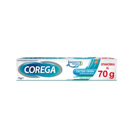 Corega Extra Strong Корега Екстра силен фиксиращ крем за зъбни протези 70гр XL Oпаковка