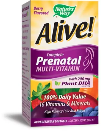 Алайв Complete Premium Prenatal (Мултивитамини За Бременни С Растителна Dha) 578 Mg X 60 V Софтгел Капсули Natures Way 11209