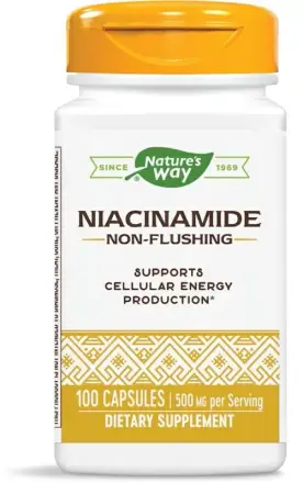 Ниацинамид (Витамин В3, Непредизвикващ Зачервяване ) 500 Mg X 100 Капсули Natures Way 40480