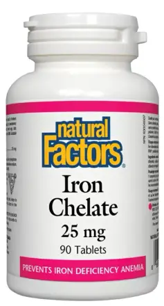 Желязо (Хелат) /Iron Chelate 25 mg x 90 таблетки Natural Factors 1640 NF