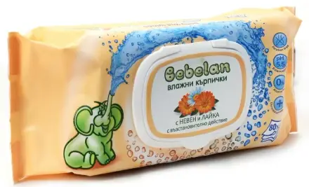 Бебелан мокри кърпи ОРАНЖЕВИ Невен+Лайка 80бр
