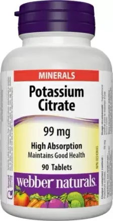 Калий 99 Mg (С Висока Абсорбция) X 90 Таблетки Webber Naturals 3131