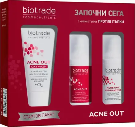 Biotrade Acne Out Акне аут стартов пакет Активен лосион 20мл+Хидро актив крем 20мл+Измивен гел 50мл