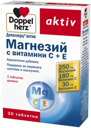 Магнезий с витамини С и Витамин Е х 30 таблетки Doppelherz aktiv
