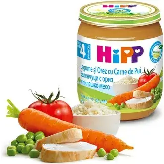 Hipp Био Ориз И Зеленчуци С Пилешко Месо 4м+ Арт. № 6253 125g стек 6бр
