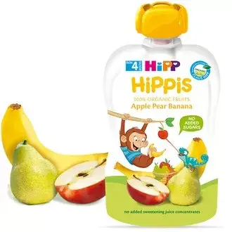 Hipp Био Забавна Плодова Закуска Банан, Круша, Манго 4м+ Арт. № 8523.02 100g