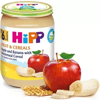 Hipp Био Ябълки И Банани С Пълнозърнести Култури 6м+ Арт. № 4803 190g стек 6бр