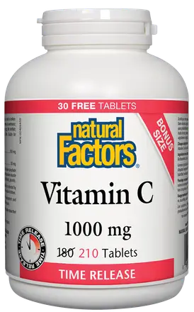 Natural Factors Витамин C 1000 mg (с удължено освобождаване) и Биофлавони х 210 таблетки