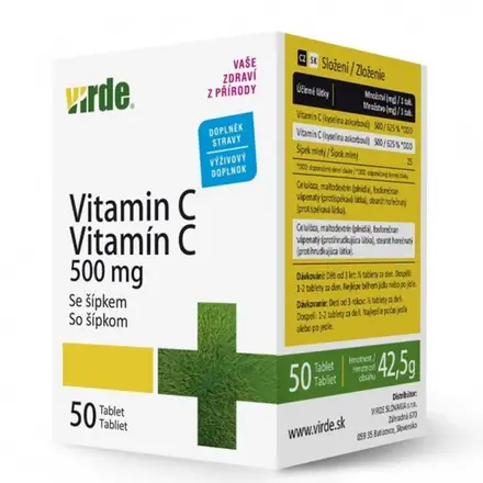 Virde Витамин C 500 mg + шипка x 50 таблетки