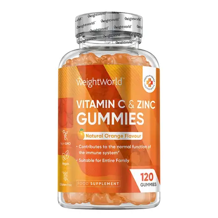 Weight World Витамин C + цинк Гъми х 120 желирани таблетки, с вкус на портокал
