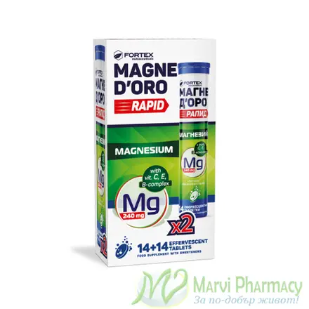 Fortex Магне Доро Рапид, 2 флакона х14 ефервесцентни таблетки