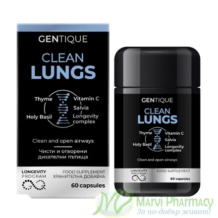 Gentique Longevity Clean Lungs за дихателните пътища, х60 капсули