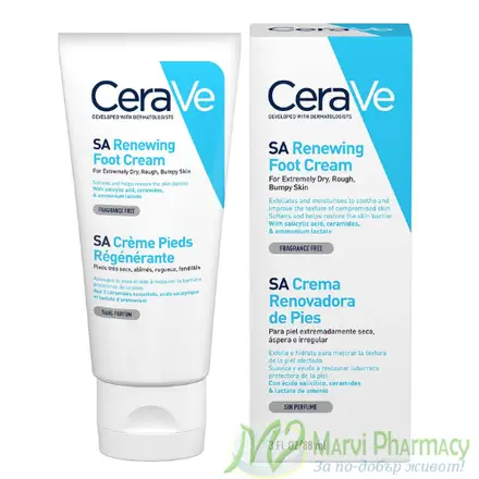 CeraVe SA Обновяващ крем за крака за суха кожа х88 мл
