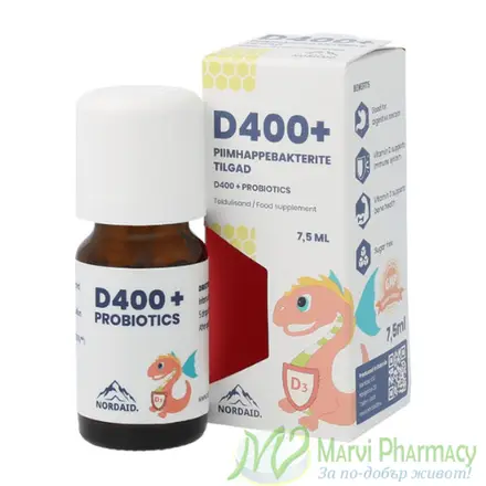 Nordaid Витамин D3 400 IU + Пробиотици x 7.5 ml капки