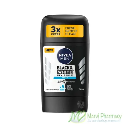 Nivea Men Black & White Invisible Fresh Стик против изпотяване за мъже 50 мл