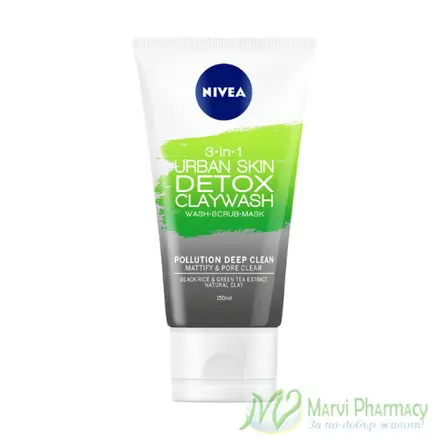 Nivea Urban Detox Измиващ гел с глина 3в1, 150мл