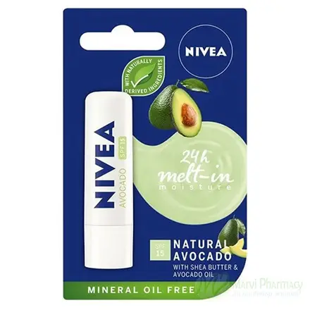 Nivea Natural Avocado Балсам за устни с масло от авокадо и ший 4.8г