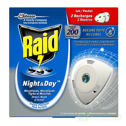 RAID Night&Day/Райд Електрически изпарител срещу мухи,комари и мравки 200 часа